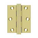 Deltana [DSB3025U3] Solid Brass Screen Door Butt Hinge - Button Tip - Square Corner - Polished Brass Finish - Pair - 3" H x 2 1/2" W