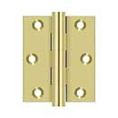 Deltana [DSB3025U3] Solid Brass Screen Door Butt Hinge - Button Tip - Square Corner - Polished Brass Finish - Pair - 3" H x 2 1/2" W
