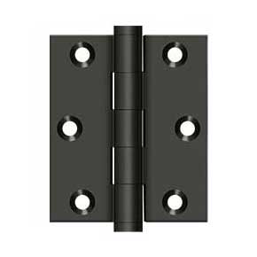 Deltana [DSB3025U10B] Solid Brass Screen Door Butt Hinge - Button Tip - Square Corner - Oil Rubbed Bronze Finish - Pair - 3" H x 2 1/2" W