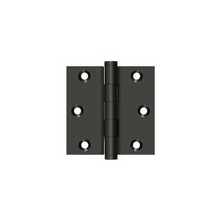 Deltana [DSB310B] Solid Brass Door Butt Hinge - Button Tip - Square Corner - Oil Rubbed Bronze Finish - Pair - 3&quot; H x 3&quot; W