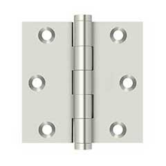 Deltana [DSB314] Solid Brass Door Butt Hinge - Button Tip - Square Corner - Polished Nickel Finish - Pair - 3&quot; H x 3&quot; W
