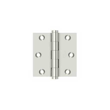 Deltana [DSB314] Solid Brass Door Butt Hinge - Button Tip - Square Corner - Polished Nickel Finish - Pair - 3&quot; H x 3&quot; W