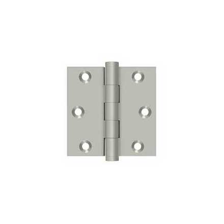 Deltana [DSB315] Solid Brass Door Butt Hinge - Button Tip - Square Corner - Brushed Nickel Finish - Pair - 3&quot; H x 3&quot; W