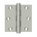 Deltana [DSB315] Solid Brass Door Butt Hinge - Button Tip - Square Corner - Brushed Nickel Finish - Pair - 3&quot; H x 3&quot; W