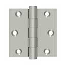 Deltana [DSB315] Solid Brass Door Butt Hinge - Button Tip - Square Corner - Brushed Nickel Finish - Pair - 3&quot; H x 3&quot; W