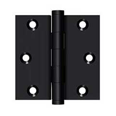 Deltana [DSB319] Solid Brass Door Butt Hinge - Button Tip - Square Corner - Paint Black Finish - Pair - 3&quot; H x 3&quot; W