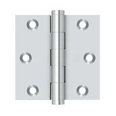 Deltana [DSB326] Solid Brass Door Butt Hinge - Button Tip - Square Corner - Polished Chrome Finish - Pair - 3&quot; H x 3&quot; W