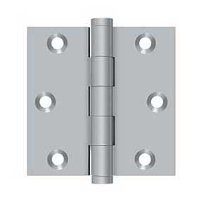Deltana [DSB326D] Solid Brass Door Butt Hinge - Button Tip - Square Corner - Brushed Chrome Finish - Pair - 3" H x 3" W