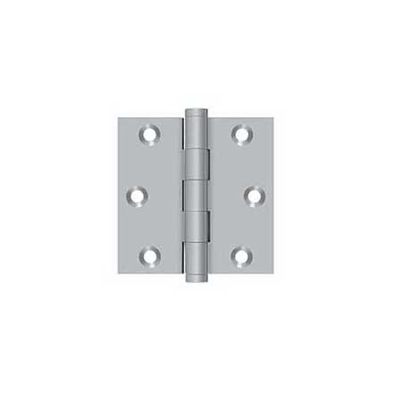 Deltana [DSB326D] Solid Brass Door Butt Hinge - Button Tip - Square Corner - Brushed Chrome Finish - Pair - 3&quot; H x 3&quot; W