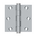 Deltana [DSB326D] Solid Brass Door Butt Hinge - Button Tip - Square Corner - Brushed Chrome Finish - Pair - 3&quot; H x 3&quot; W