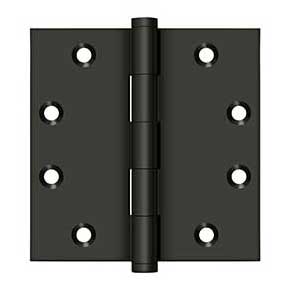 Deltana [DSB4510B] Solid Brass Door Butt Hinge - Button Tip - Square Corner - Oil Rubbed Bronze Finish - Pair - 4 1/2" H x 4 1/2" W