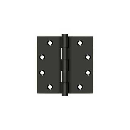 Deltana [DSB4510B] Solid Brass Door Butt Hinge - Button Tip - Square Corner - Oil Rubbed Bronze Finish - Pair - 4 1/2" H x 4 1/2" W