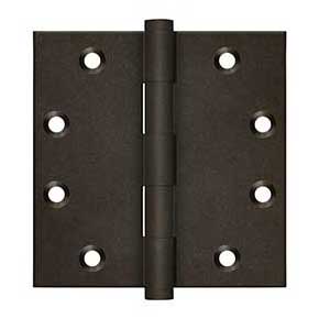 Deltana [DSB4510BD] Solid Brass Door Butt Hinge - Button Tip - Square Corner - Bronze Dark Finish - Pair - 4 1/2" H x 4 1/2" W