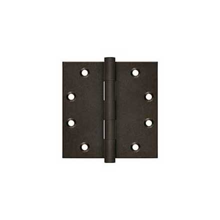 Deltana [DSB4510BD] Solid Brass Door Butt Hinge - Button Tip - Square Corner - Bronze Dark Finish - Pair - 4 1/2&quot; H x 4 1/2&quot; W