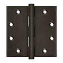 Deltana [DSB4510BD] Solid Brass Door Butt Hinge - Button Tip - Square Corner - Bronze Dark Finish - Pair - 4 1/2" H x 4 1/2" W