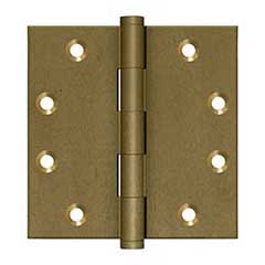 Deltana [DSB4510BM] Solid Brass Door Butt Hinge - Button Tip - Square Corner - Bronze Medium Finish - Pair - 4 1/2&quot; H x 4 1/2&quot; W
