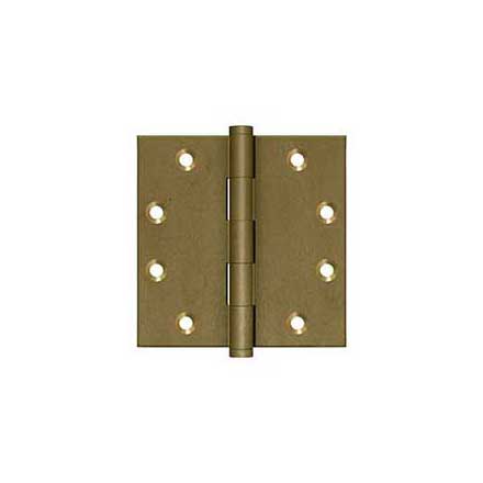Deltana [DSB4510BM] Solid Brass Door Butt Hinge - Button Tip - Square Corner - Bronze Medium Finish - Pair - 4 1/2&quot; H x 4 1/2&quot; W