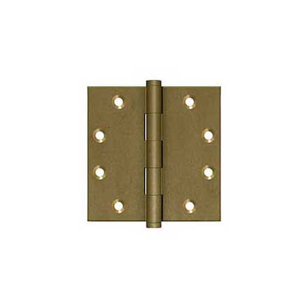 Deltana [DSB4510BM] Solid Brass Door Butt Hinge - Button Tip - Square Corner - Bronze Medium Finish - Pair - 4 1/2&quot; H x 4 1/2&quot; W