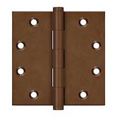 Deltana [DSB4510BR] Solid Brass Door Butt Hinge - Button Tip - Square Corner - Bronze Rust Finish - Pair - 4 1/2&quot; H x 4 1/2&quot; W