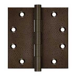 Deltana [DSB4510WD] Solid Brass Door Butt Hinge - Button Tip - Square Corner - Weathered Dark Finish - Pair - 4 1/2" H x 4 1/2" W