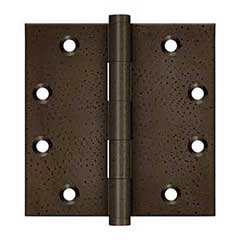 Deltana [DSB4510WD] Solid Brass Door Butt Hinge - Button Tip - Square Corner - Weathered Dark Finish - Pair - 4 1/2&quot; H x 4 1/2&quot; W