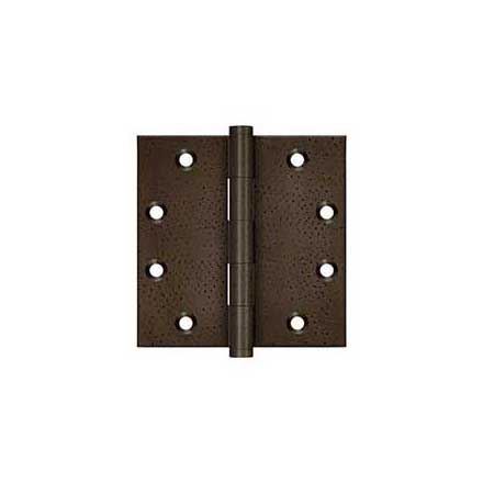 Deltana [DSB4510WD] Solid Brass Door Butt Hinge - Button Tip - Square Corner - Weathered Dark Finish - Pair - 4 1/2&quot; H x 4 1/2&quot; W