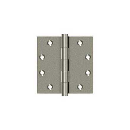 Deltana [DSB4510WL] Solid Brass Door Butt Hinge - Button Tip - Square Corner - Weathered Light Finish - Pair - 4 1/2&quot; H x 4 1/2&quot; W