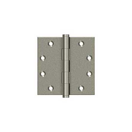 Deltana [DSB4510WL] Solid Brass Door Butt Hinge - Button Tip - Square Corner - Weathered Light Finish - Pair - 4 1/2&quot; H x 4 1/2&quot; W