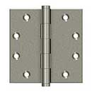 Deltana [DSB4510WL] Solid Brass Door Butt Hinge - Plain Bearing - Button Tip - Square Corner - Weathered Light Finish - Pair - 4 1/2" H x 4 1/2" W