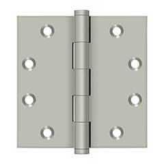 Deltana [DSB4515] Solid Brass Door Butt Hinge - Button Tip - Square Corner - Brushed Nickel Finish - Pair - 4 1/2&quot; H x 4 1/2&quot; W