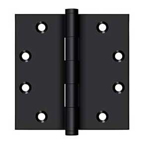 Deltana [DSB4519] Solid Brass Door Butt Hinge - Button Tip - Square Corner - Paint Black Finish - Pair - 4 1/2" H x 4 1/2" W
