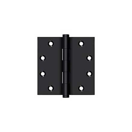Deltana [DSB4519] Solid Brass Door Butt Hinge - Button Tip - Square Corner - Paint Black Finish - Pair - 4 1/2" H x 4 1/2" W