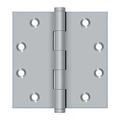 Deltana [DSB4526D] Solid Brass Door Butt Hinge - Button Tip - Square Corner - Brushed Chrome Finish - Pair - 4 1/2&quot; H x 4 1/2&quot; W