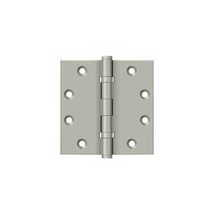 Deltana [DSB45B15] Solid Brass Door Butt Hinge - Ball Bearing - Button Tip - Square Corner - Brushed Nickel Finish - Pair - 4 1/2&quot; H x 4 1/2&quot; W