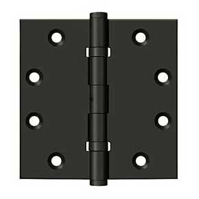 Deltana [DSB45NB10B] Solid Brass Door Butt Hinge - Ball Bearing - Non-Removable Pin - Button Tip - Square Corner - Oil Rubbed Bronze Finish - Pair - 4 1/2" H x 4 1/2" W
