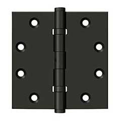Deltana [DSB45NB10B] Solid Brass Door Butt Hinge - Ball Bearing - Non-Removable Pin - Button Tip - Square Corner - Oil Rubbed Bronze Finish - Pair - 4 1/2&quot; H x 4 1/2&quot; W