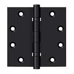 Deltana [DSB45NB19] Solid Brass Door Butt Hinge - Ball Bearing - Non-Removable Pin - Button Tip - Square Corner - Paint Black Finish - Pair - 4 1/2&quot; H x 4 1/2&quot; W
