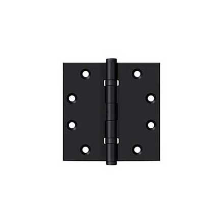 Deltana [DSB45NB19] Solid Brass Door Butt Hinge - Ball Bearing - Non-Removable Pin - Button Tip - Square Corner - Paint Black Finish - Pair - 4 1/2&quot; H x 4 1/2&quot; W