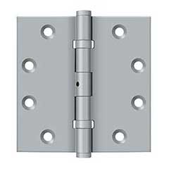 Deltana [DSB45NB26D] Solid Brass Door Butt Hinge - Ball Bearing - Non-Removable Pin - Button Tip - Square Corner - Brushed Chrome Finish - Pair - 4 1/2&quot; H x 4 1/2&quot; W