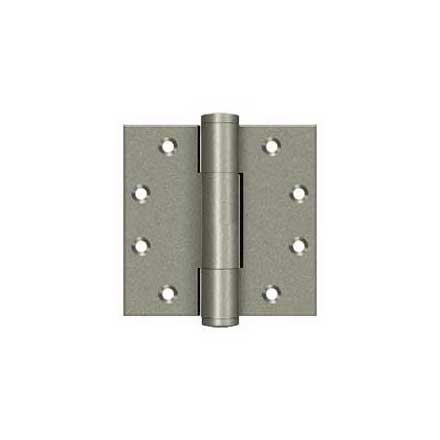 Deltana [DSB45RM10WL] Solid Brass Door Royal Butt Hinge - Heavy Duty - Button Tip - Square Corner - Weathered Light Finish - Pair - 4 1/2&quot; H x 4 1/2&quot; W