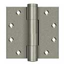 Deltana [DSB45RM10WL] Solid Brass Door Royal Butt Hinge - Heavy Duty - Button Tip - Square Corner - Weathered Light Finish - Pair - 4 1/2" H x 4 1/2" W