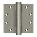 Deltana [DSB45RM10WL] Solid Brass Door Royal Butt Hinge - Heavy Duty - Plain Bearing - Button Tip - Square Corner - Weathered Light Finish - Pair - 4 1/2&quot; H x 4 1/2&quot; W