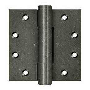 Deltana [DSB45RM10WM] Solid Brass Door Royal Butt Hinge - Heavy Duty - Button Tip - Square Corner - Weathered Medium Finish - Pair - 4 1/2" H x 4 1/2" W
