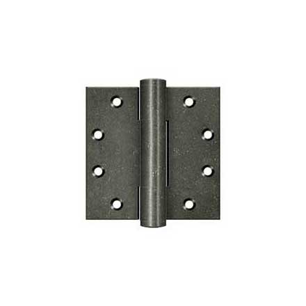 Deltana [DSB45RM10WM] Solid Brass Door Royal Butt Hinge - Heavy Duty - Button Tip - Square Corner - Weathered Medium Finish - Pair - 4 1/2&quot; H x 4 1/2&quot; W