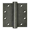 Deltana [DSB45RM10WM] Solid Brass Door Royal Butt Hinge - Heavy Duty - Button Tip - Square Corner - Weathered Medium Finish - Pair - 4 1/2" H x 4 1/2" W