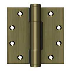 Deltana [DSB45RM5] Solid Brass Door Royal Butt Hinge - Heavy Duty - Button Tip - Square Corner - Antique Brass Finish - Pair - 4 1/2&quot; H x 4 1/2&quot; W