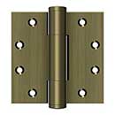 Deltana [DSB45RM5] Solid Brass Door Royal Butt Hinge - Heavy Duty - Button Tip - Square Corner - Antique Brass Finish - Pair - 4 1/2" H x 4 1/2" W