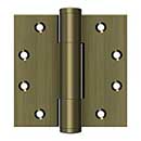 Deltana [DSB45RM5] Solid Brass Door Royal Butt Hinge - Heavy Duty - Plain Bearing - Button Tip - Square Corner - Antique Brass Finish - Pair - 4 1/2&quot; H x 4 1/2&quot; W