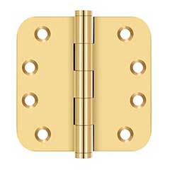 Deltana [CSB44R5] Solid Brass Door Butt Hinge - Button Tip - 5/8&quot; Radius Corner - Polished Brass (PVD) Finish - Pair - 4&quot; H x 4&quot; W