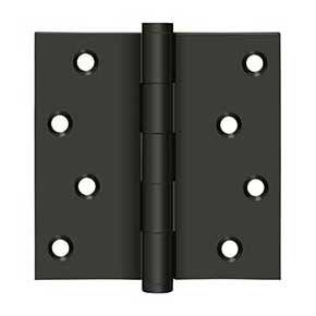 Deltana [DSB410B-RZ] Solid Brass Door Butt Hinge - Button Tip - Square Corner - Zig-Zag - Residential - Oil Rubbed Bronze Finish - Pair - 4" H x 4" W